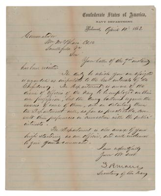 Lot #388 Stephen Mallory War-Dated Letter Signed - Image 1