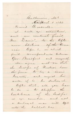 Lot #405 Lew Wallace War-Dated Autograph Letter Signed: "Stiffen the backbones of the Judges in yr. counties, and not a disloyal man will get into the ballot box" - Image 1