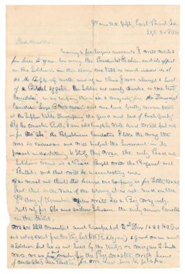 Lot #402 Union Soldier's Letter on the 1864 Presidential Election: "I am old enough to vote and will put one in for ‘Old Abe,’ the Republican candidate" - Image 1