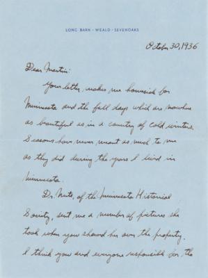 Lot #409 Charles Lindbergh Four-Page Autograph Letter Signed from England, Written in the Wake of the Kidnapping and Hauptmann Trial - Image 2