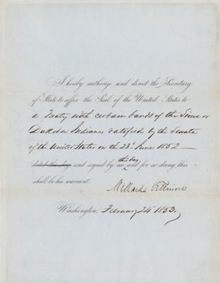 Lot #11 Millard Fillmore Document Signed as