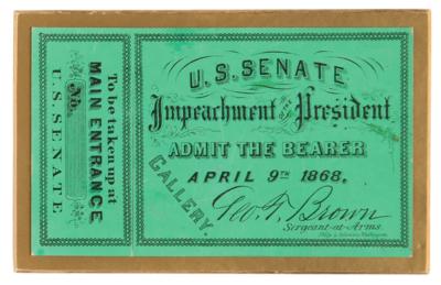 Lot #87 Andrew Johnson (3) Impeachment Trial Ephemera - Image 1