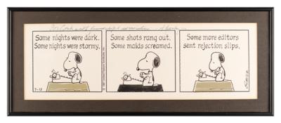 Lot #507 Charles Schulz Signed Original Hand-Drawn Peanuts Daily Comic Strip, Featuring Snoopy as a 'World Famous Author' - Image 2