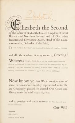 Lot #168 Queen Elizabeth II Document Signed,