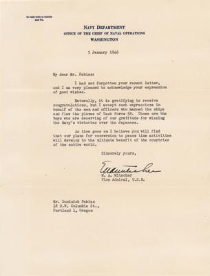 Lot #391 Marc Mitscher Typed Letter Signed - Image 1