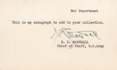 Lot #389 George C. Marshall War-Dated Typed Note Signed - Image 1