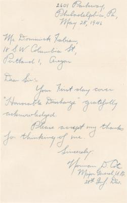 Lot #381 Norman Cota Autograph Letter Signed - Image 1