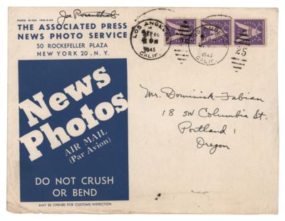 Lot #385 Iwo Jima: Joe Rosenthal (2) Signed Items - Flag-Raising Photograph and AP News Photo Envelope - Image 3