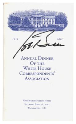 Lot #45 Joe Biden Signed Booklet - 2012 Annual Dinner of the White House Correspondents’ Association - Image 1