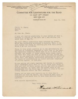 Lot #109 Franklin D. Roosevelt Typed Letter Signed for Lighthouses for the Blind - Image 1