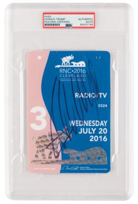 Lot #121 Donald Trump Signed 2016 Republican National Convention Pass - Image 1