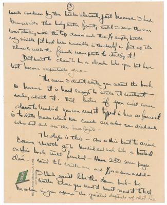 Lot #517 Ernest Hemingway (4) Letters on Drinking, Money, and Writing: "The reason I didn't write you about the book is because it is hard enough to write it without writing about it" - Image 3