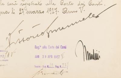 Lot #293 Benito Mussolini and Vittorio Emanuele III Document Signed - Image 2