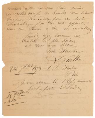 Lot #181 Louis Vuitton Autograph Letter Signed to a Founding Father's Descendent, Sending "Secondhand Trunks" - Image 3