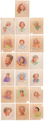 Lot #741 Actresses (19) Signed Sketches by J. Fred Johnson with Arden, Blondell, and Hutton - Image 1