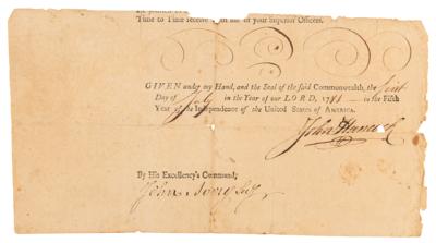 Lot #137 John Hancock War-Dated Signature as