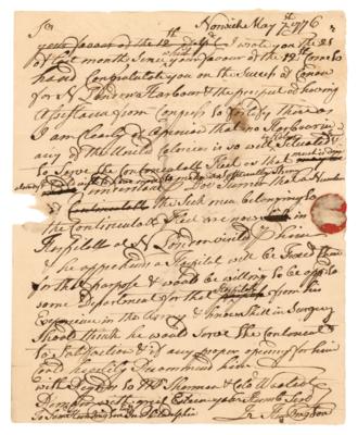 Lot #258 Samuel Huntington Revolutionary War-Era Hand-Addressed and Signed Free Frank to Jabez Huntington - Image 1