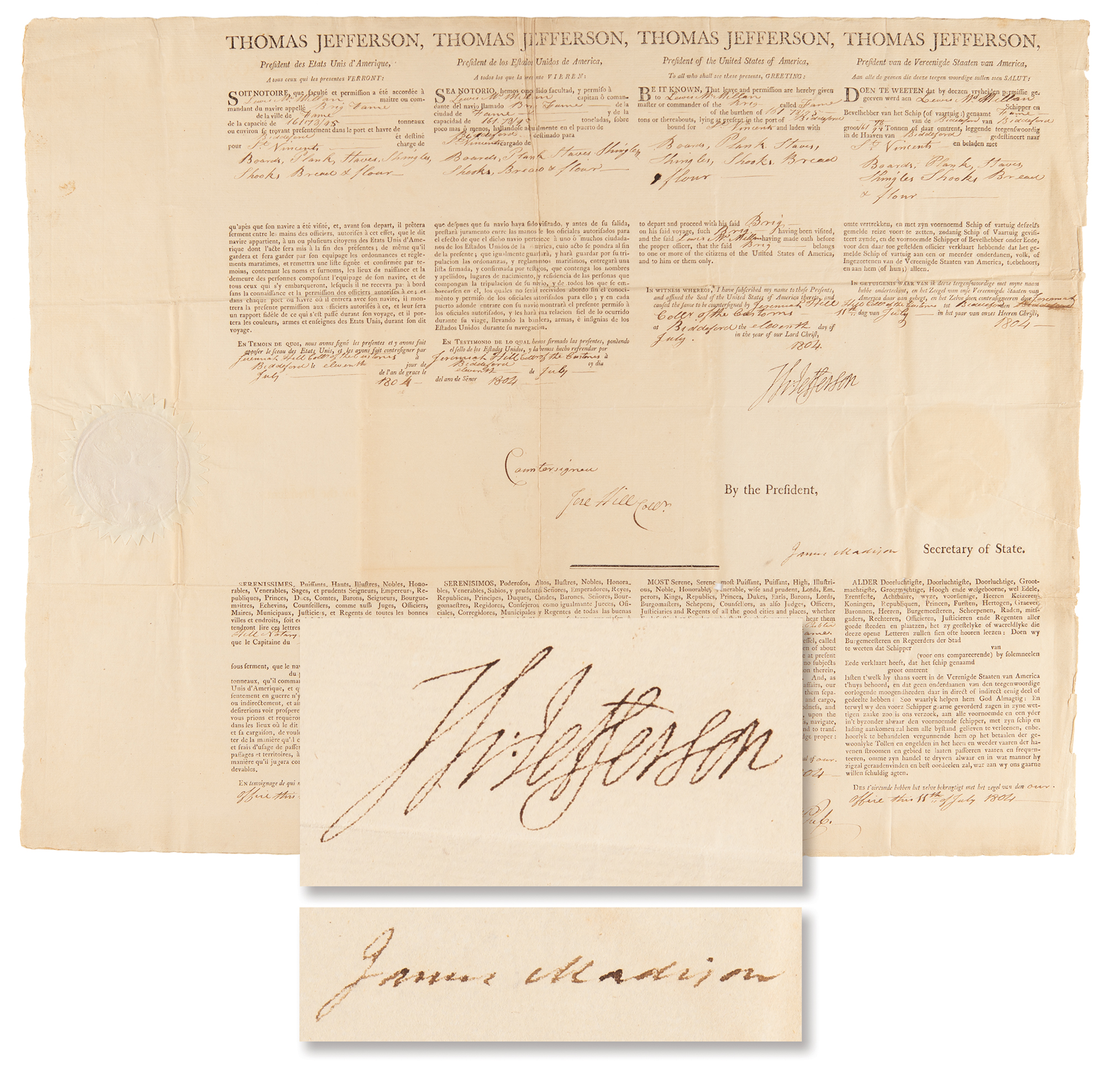 Lot #3 Thomas Jefferson and James Madison Signed