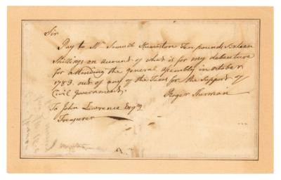 Lot #321 Roger Sherman Autograph Document Signed - Image 1