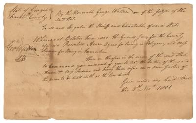 Lot #341 George Walton Document Signed - Image 1