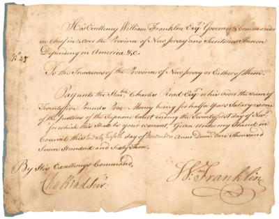 Lot #233 William Franklin Document Signed