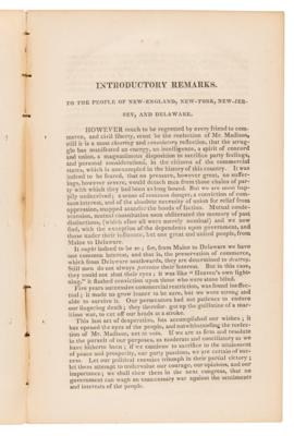 Lot #94 James Madison: Perpetual War, The Policy of Mr. Madison Booklet by John Lowell (1813) - Image 2