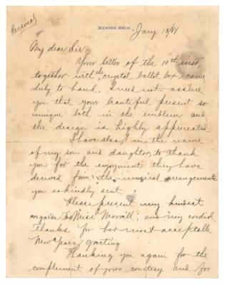 Lot #19 James A. Garfield Letter Signed as