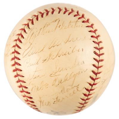 Lot #893 Lou Gehrig and 1939 NY Yankees Signed Baseball - Image 2