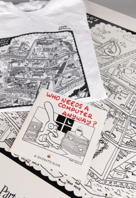 Lot #4154 Matt Groening (3) Rare Macintosh Promotional Items - Booklet, Poster, T-Shirt - Image 1