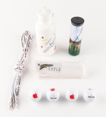 Lot #4165 Apple Computer Sports Merchandise (Golf Balls, Headband, Water Bottle, and Shoelaces) - Image 1