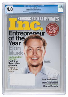 Lot #4250 Elon Musk: Inc. Magazine from December