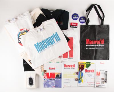 Lot #4194 Apple Macworld Promotional Material with 2000 Macworld Mouse, Programs, Posters, and T-Shirts - Image 1