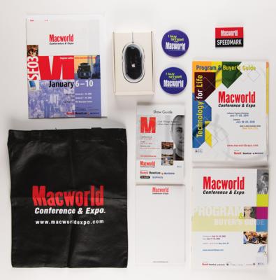 Lot #4194 Apple Macworld Promotional Material with 2000 Macworld Mouse, Programs, Posters, and T-Shirts - Image 2