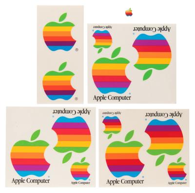 Lot #4151 Vintage Apple Stickers and Pin - Image 1