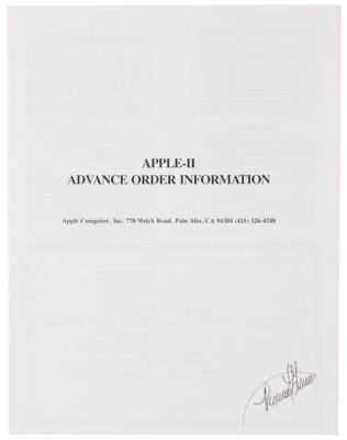 Lot #4027 Ron Wayne's Apple II Advance Order