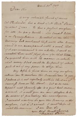 Lot #175 Thomas Paine Rare Autograph Letter