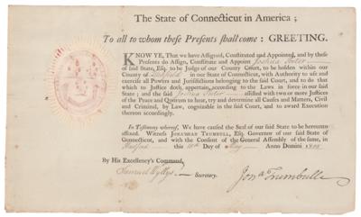 Lot #352 Jonathan Trumbull, Jr. Document Signed - Image 1