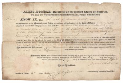 Lot #111 James Monroe Document Signed as President - Image 1