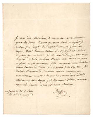 Lot #299 Georges-Louis Leclerc, Comte de Buffon Autograph Letter Signed - Image 1