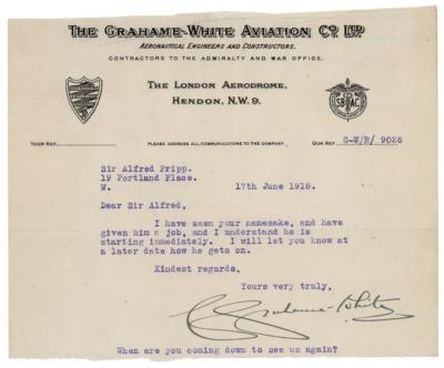 Lot #399 Claude Grahame-White Typed Letter Signed