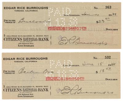 Lot #528 Edgar Rice Burroughs (2) Signed Checks - Image 1