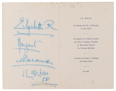 Lot #194 Queen Elizabeth II, Prince Philip, Royal Family Members, and Ayub Khan Rare Signed Official Menu for the Pakistani Foreign Minister (November 24, 1966) - Image 2