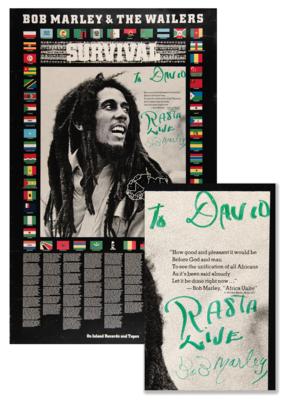 Lot #580 Bob Marley Signed Poster - 'Survival'