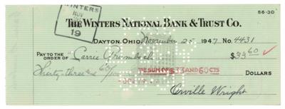 Lot #400 Orville Wright Signed Check