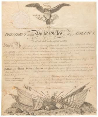 Lot #8 James Madison Document Signed as President - 1812 Commission for an Artillerist - Image 1