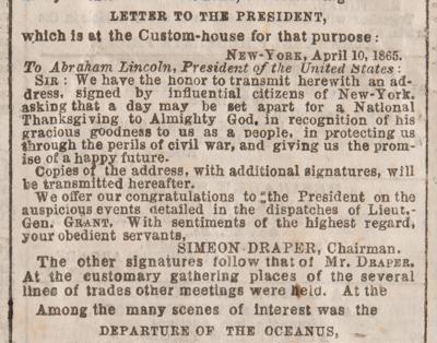 Lot #107 [Abraham Lincoln]: The New York Times, April 11, 1865 - Image 2