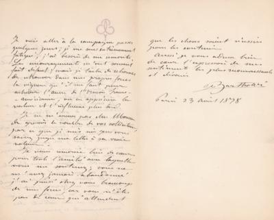 Lot #474 Frederic Auguste Bartholdi Autograph Letter Signed on the Statue of Liberty: "I am trying to find in my own strength the energy I need to complete the work of the Franco-American Union" - Image 2