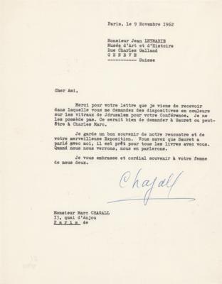 Lot #488 Marc Chagall Typed Letter Signed - Image 1