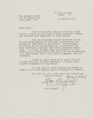 Lot #487 Marc Chagall Typed Letter Signed on 1969