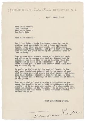 Lot #617 Jerome Kern Typed Letter Signed to Actress Ruth Gordon - Image 1